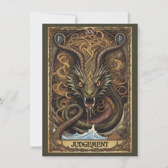 Judgement Norse Tarot Art Flat Thank You Card Dankeskarte (Vorderseite)