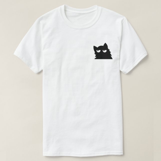 Judging Black Cat Funny Minimal Cat Design T-Shirt (Design vorne)