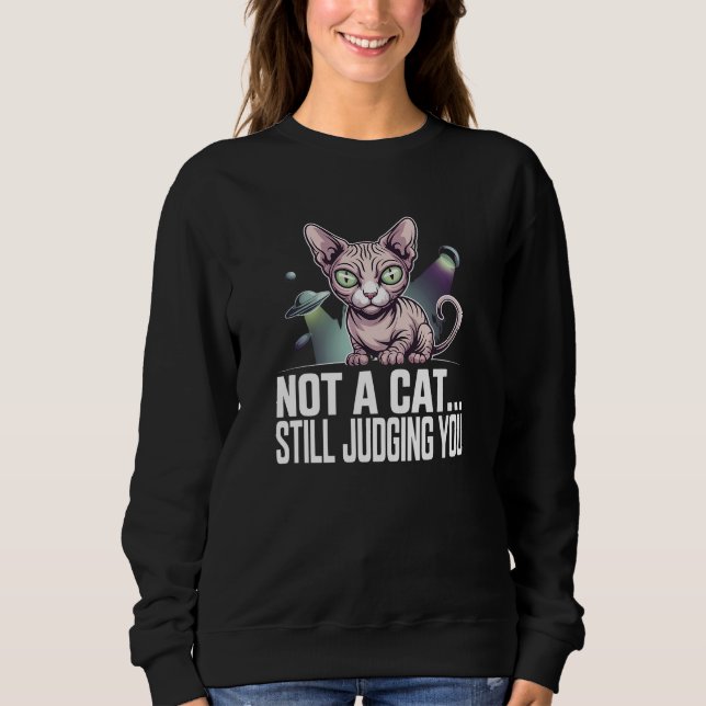 Judging Sphynx Cat UFO Alien Sarcastic Art Sweatshirt (Vorderseite)
