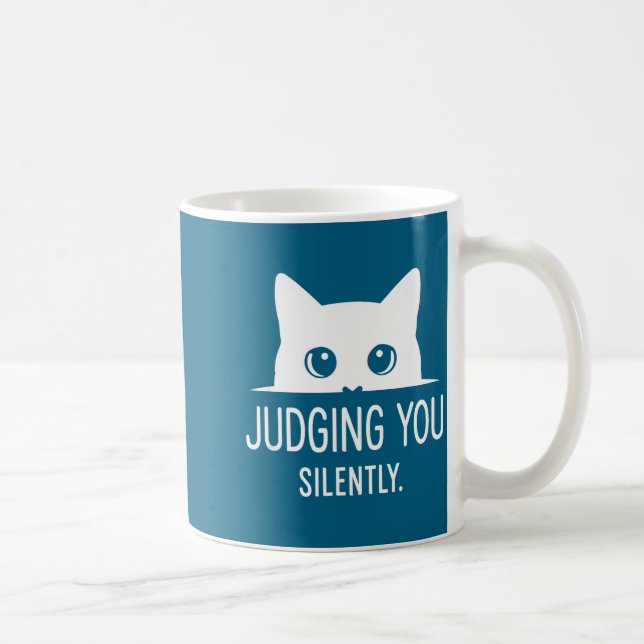 Judging You Silently - Funny Cat  Kaffeetasse (Rechts)