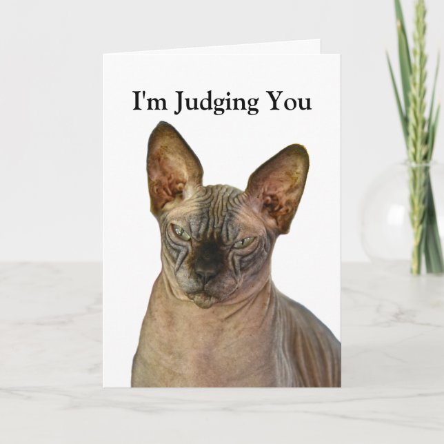 Judgmental Sphinx Cat Happy Birthday Dankeskarte (Vorderseite)