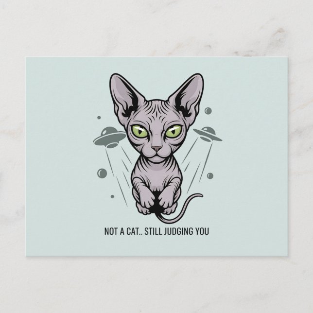 Judgmental Sphynx Cat in Space Art Postkarte (Vorderseite)