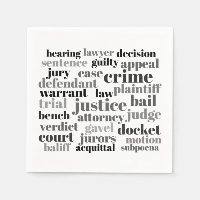 Judicial Legal Terns Word Cloud Design Serviette (Vorderseite)