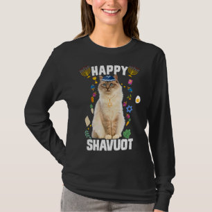 Jüdisch Cat Kippah Happy Shavuot Matzah Shavuot Ho T-Shirt
