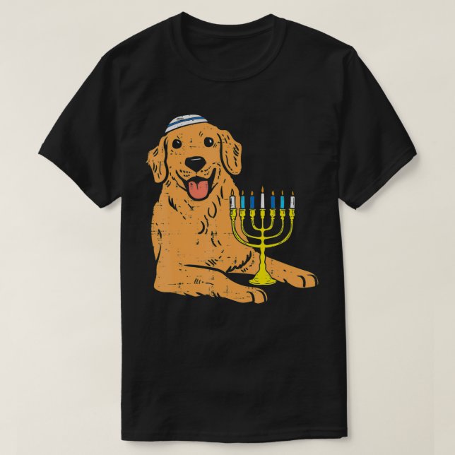 Jüdisch Golden Retriever Dog Hanukkah Pajamas Chan T-Shirt (Design vorne)