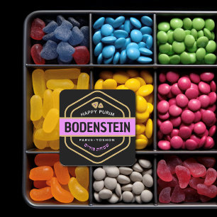 Judisch Hebrew Purim Mishloach Manot Custom Gold Quadratischer Aufkleber