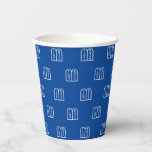 Jüdisch Torah blaues Muster Hanukkah elegant Pappbecher<br><div class="desc">Jüdische Tora, blau und weiß, Hanukkah, Chanukah, Bar mitzvah, Fledermaus mitzvah, Shabat, jüdische Feiertage, elegante Paper Cups</div>