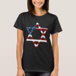 Jüdische Amerikaner stern David mit US-Flagge T-Shirt<br><div class="desc">Jüdische Amerikaner stern David mit US-Flagge Hanukah Geschenk Shirt</div>