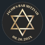 Jüdische BAR MITZVAH Gold Star von David Black Runder Aufkleber<br><div class="desc">Jüdische BAR MITZVAH Gold Star von David Black Stickers.</div>