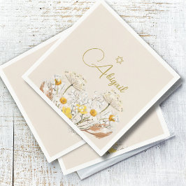 Jüdische Blume für Mädchenjunge mit Wasserfarbenfe Serviette