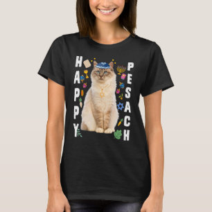 Jüdische Cat Kippah Happy Pesach Matzah Pessach Ho T-Shirt