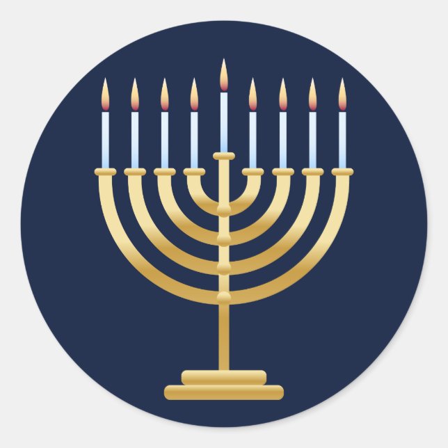 Jüdische Chanukah menorah Runder Aufkleber (Vorderseite)