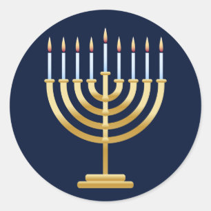 Jüdische Chanukah menorah Runder Aufkleber
