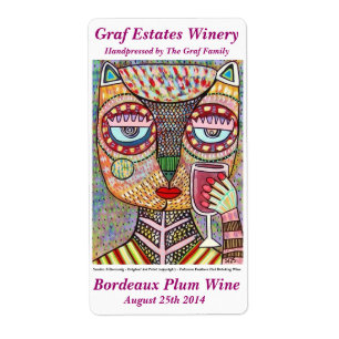Jüdische Federn Weinetikett Owl Drinken Roter Wein