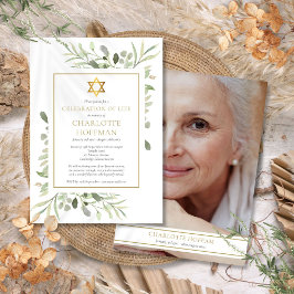 Jüdische Feier des Lebens Beerdigung Grünes Foto Einladung