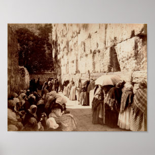 Jüdische Gebete an der Mauer in Jerusalem Poster
