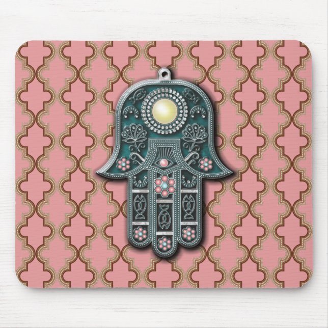 Jüdische Hand-Folie hängender Beerenschmuck-Stamme Mousepad (Vorne)