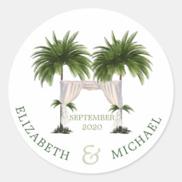 Jüdische Hochzeit Chuppah Elegante Moderner Palm Runder Aufkleber