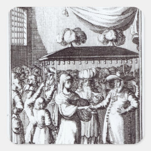 jüdische Hochzeit Quadratischer Aufkleber