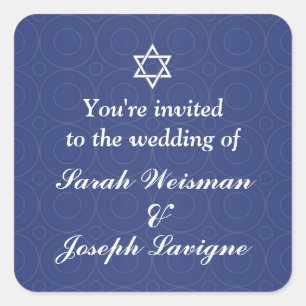 Jüdische Hochzeitsaufkleber Quadratischer Aufkleber
