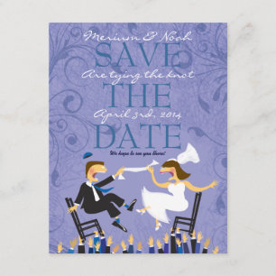 Jüdische Hora-Chair-Hochzeit speichern das Datum Save The Date