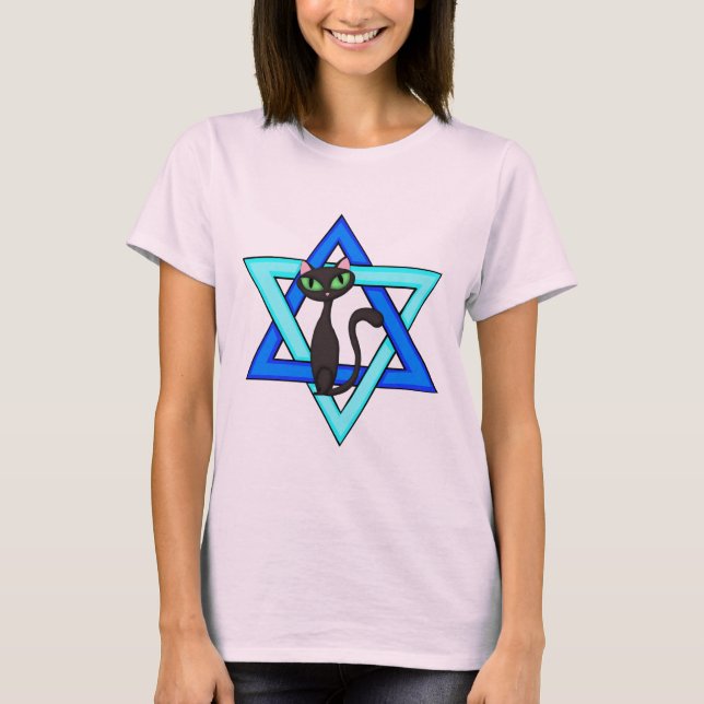 Jüdische Katzen-Sterne T-Shirt (Vorderseite)
