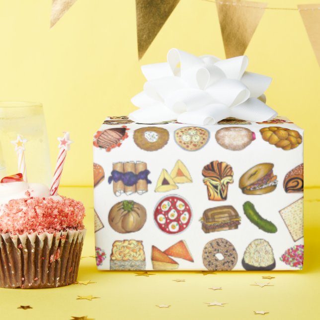 Jüdische Küche Feiertag Abendessen Fossilien Print Geschenkpapier (Geburtstagsparty)