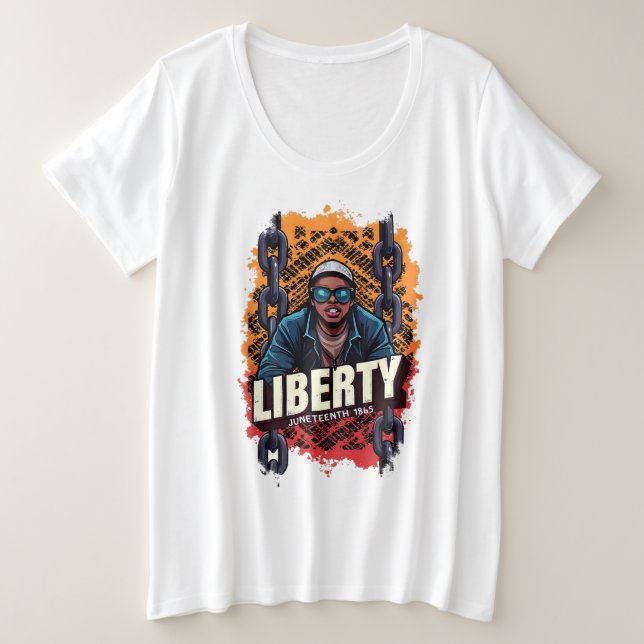 Jüdische "LIBERTY" wegen Not leidender zerbrochene Große Größe T-Shirt (Design vorne)