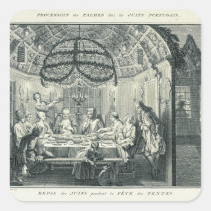 Jüdische Mahlzeit Während des Festes der Tabernacl Quadratischer Aufkleber
