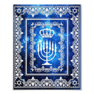 Jüdische Menora-Kronen-Faux-Spitzen-Papierkunst-Ku Fotodruck