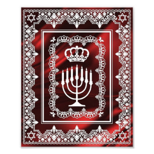 Jüdische Menora-Kronen-Faux-Spitzen-Papierkunst-Ku Fotodruck