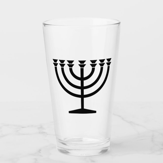 Jüdische Menorah (Symbol des Judentums) Glas (Vorderseite)