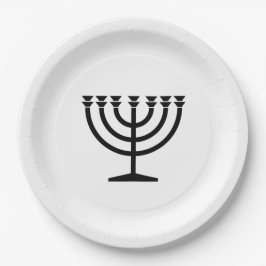 Jüdische Menorah (Symbol des Judentums) Pappteller