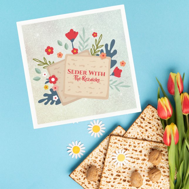 Jüdische Pessach Seder Blume mit Matzah Serviette (Von Creator hochgeladen)