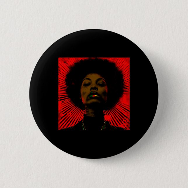 Jüdische Schwarze Frau mit panafrikanischer Lipsti Button (Vorderseite)