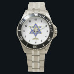 jüdische Star Armbanduhr<br><div class="desc">Jewish ohrts and gift ideas featuring beautiful Jewish Star of David with a wine glass in the center.</div>