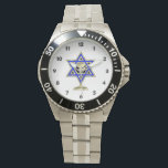 jüdische Star Armbanduhr<br><div class="desc">Jewish ohrts and gift ideas featuring beautiful Jewish Star of David with a wine glass in the center.</div>