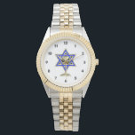 jüdische Star Armbanduhr<br><div class="desc">Jewish ohrts and gift ideas featuring beautiful Jewish Star of David with a wine glass in the center.</div>