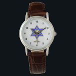 jüdische Star Armbanduhr<br><div class="desc">Jewish ohrts and gift ideas featuring beautiful Jewish Star of David with a wine glass in the center.</div>