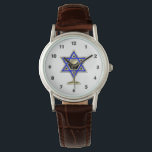 jüdische Star Armbanduhr<br><div class="desc">Jewish ohrts and gift ideas featuring beautiful Jewish Star of David with a wine glass in the center.</div>