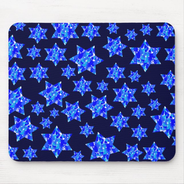 Jüdische Sterne des Blauen Spritzers Mousepad (Vorne)