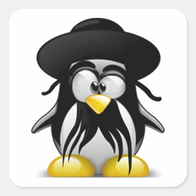 Jüdische Tux (Linux Tux) Quadratischer Aufkleber (Vorderseite)