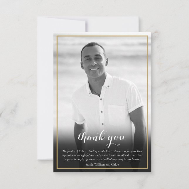 Jüdischer Bestattungsstern in Schwarz und Weiß, Fo Dankeskarte (Vorderseite)