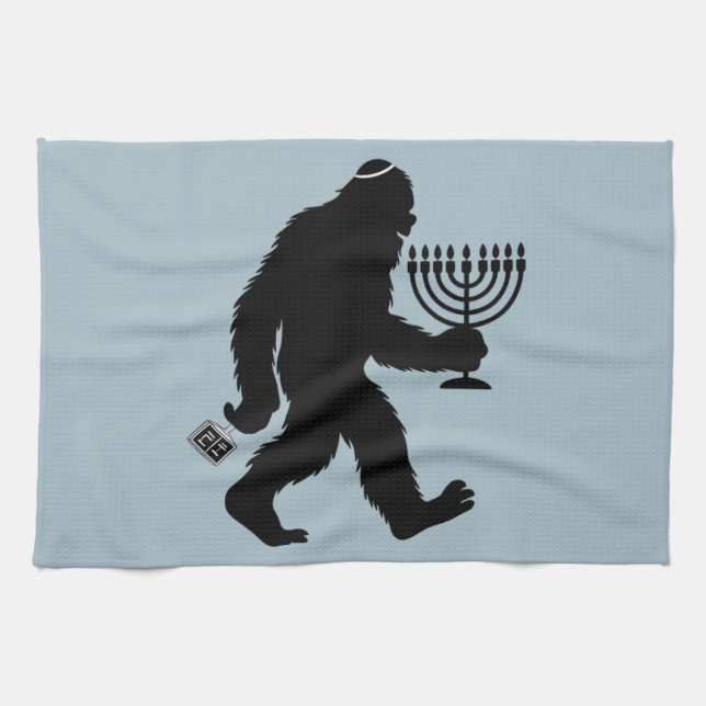 Jüdischer Bigfoot Hanukkah Chanukah Spaß Unglaubli Geschirrtuch (Horizontal)