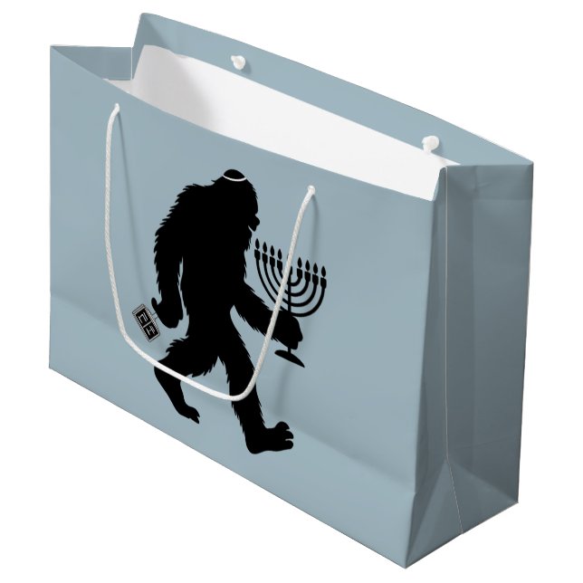 Jüdischer Bigfoot Hanukkah Chanukah Spaß Unglaubli Große Geschenktüte (Vorderseite Schrägansicht)