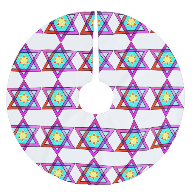 Jüdischer Davidsstern Polyester Weihnachtsbaumdecke (Vorderseite)