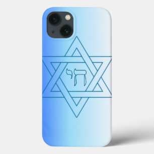 Jüdischer Davidstern Hebräischer Chai Blau und Wei Case-Mate iPhone Hülle