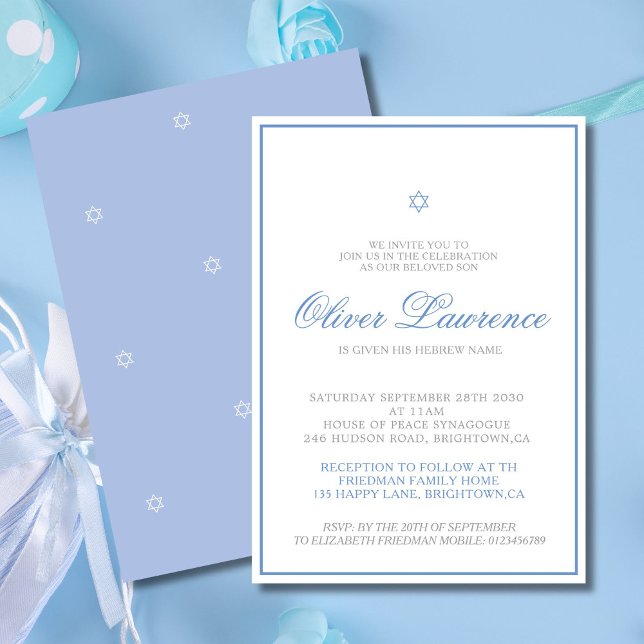 Jüdischer hebräischer Junge Naming Blue Invitation Einladung (Von Creator hochgeladen)