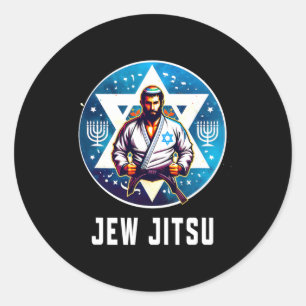 Jüdischer Jitsu Funny Hanukkah Rabbi Karate Chanu Runder Aufkleber