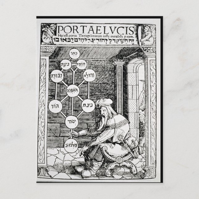 Jüdischer Kabbalist mit Sephiroth Postkarte (Vorderseite)